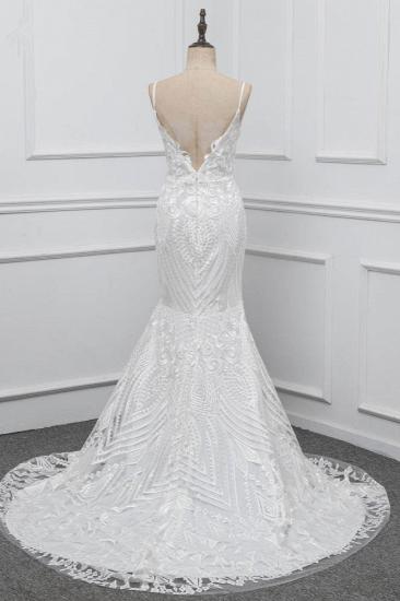 TsClothzone Chic Spaghetti Straps V-Neck White Wedding Dresses Appliques Sleeveless Bridal Gowns On Sale_3