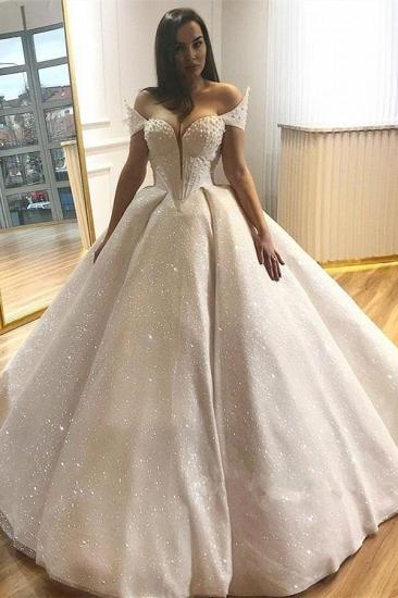 Popular Off The Shoulder Beading Wedding Dresses | Sexy Sequins Ball Gown Wedding Dresses Online