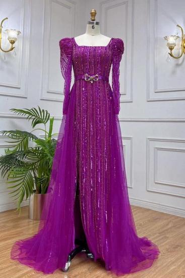 Purple Evening Dresses Long With Sleeves | prom dresses glitter_3