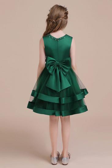 Spring Satin Layered Tulle Flower Girl Dress | Bow A-line Little Girls Pegeant Dress Online_3