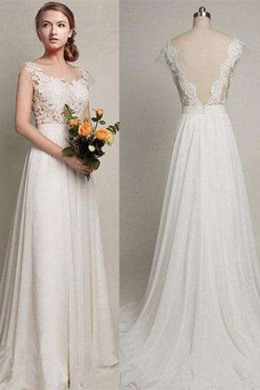 Sweep Train Straps Simple Lace Bride Dress 2022 Summer Beach A-line Backless Wedding Dress_1