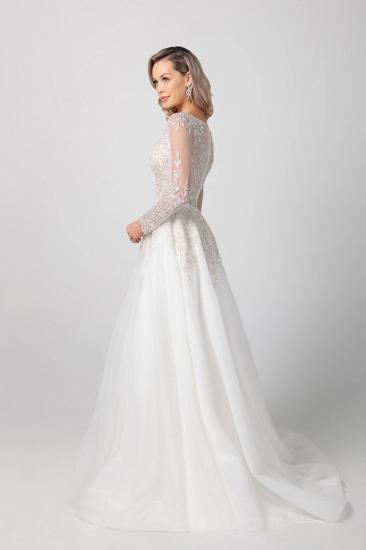 A-word sexy lace deep V boutique wedding dress_3