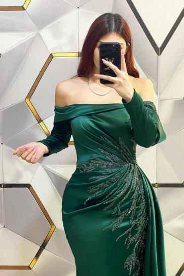 Dark Green Long Evening Dresses | prom dresses with sleeves_2