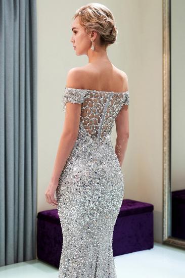 MAUDE | Mermaid Off-the-shoulder Long Sequins Silver Evening Gowns_14