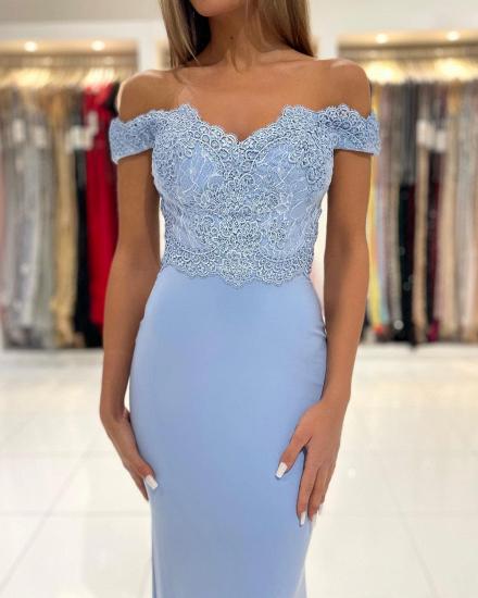 Mermaid Blue Floor Long Evening Dress | Homecoming Dresses With Lace_4