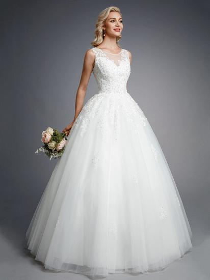 Formal Ball Gown Wedding Dresses Jewel Lace Tulle Straps Casual Backless Bridal Gowns Online_3