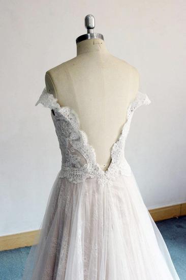 Wunderschönes schulterfreies Hochzeitskleid mit Herzapplikationen | A-Linie Spitze Rüschen Brautkleider_5