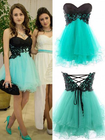 Black and Green Sweetheart Organza Cheap Homecoming Dress with Lace Up New Bridesmaid Dress_1