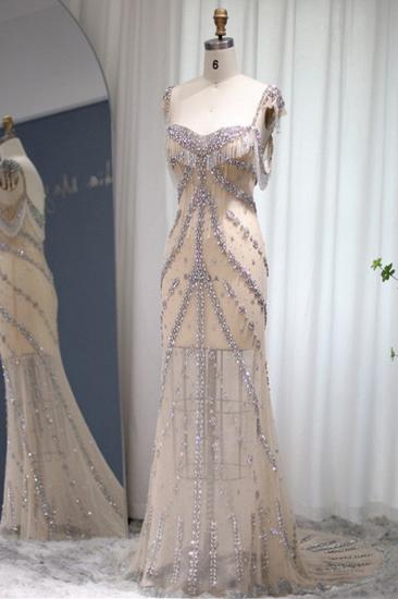 Luxuriöses, herzförmiges, mit Perlen verziertes Meerjungfrau-Partykleid mit Quasten, Dubai-Abendkleid_3