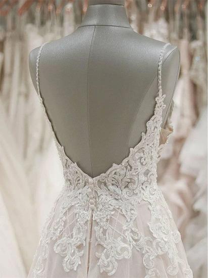 TsClothzone Sexy Spaghetti Straps V-neck Tulle Wedding Dress Lace Appliques Ruffles Bridal Gowns On Sale_3