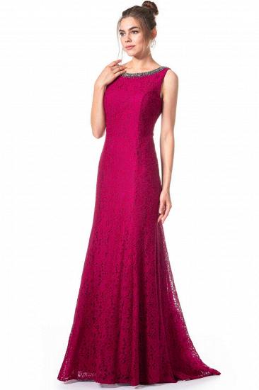 Elegant Crew Neck Sleevless Slim Mermaid Evening Maxi Gown with Floral lace
