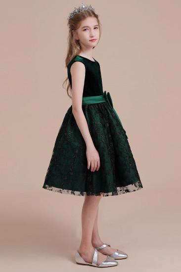 Autumn Knee Length Flower Girl Dress | Lace Velvet A-line Little Girls Pegeant Dress Online_6