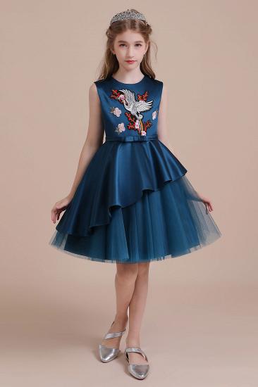 Cute Tulle A-line Flower Girl Dress | Embroidered Satin Little Girls Pegeant Dress Online