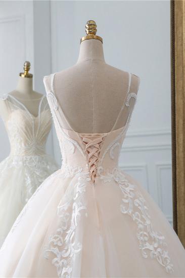 TsClothzone Glamorous Sleeveless Jewel Pink Brautkleider Tüll Rüschen Brautkleider mit Applikationen Online_7