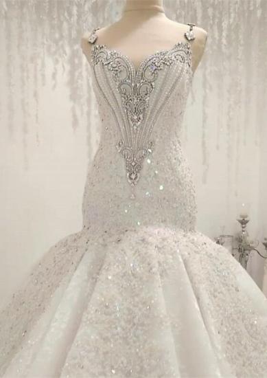Cap Sleeves Sparkle Diamond Fit and Flare Wedding Dresses Online_1