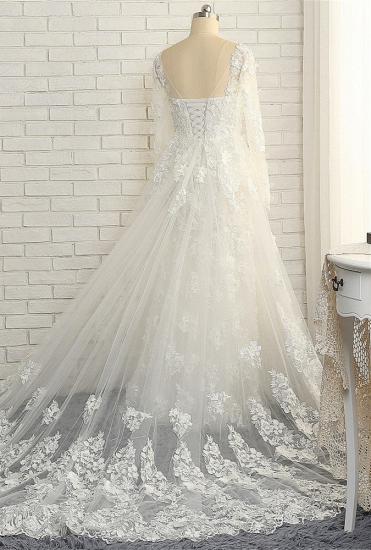 TsClothzone Glamorous White Mermaid Lace Wedding Dresses With Appliques Longsleeves Jewel Bridal Gowns On Sale_4