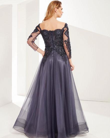 Stylish Long Sleeves Lace Tulle Long Evening Swing Dress_2