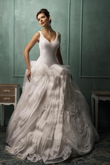 Latest Spaghetti Strap Ruffles Bridal Gown Gorgeous Court Train Zipper Wedding Dress_2