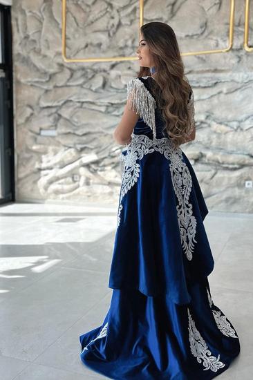 Velvet Royal Blue Long Sleeveless Evening Gown | Velvet prom dresses cheap_4