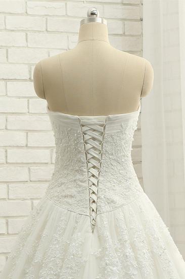 TsClothzone Gorgeous Bateau White Tulle Wedding Dresses A line Ruffles Lace Bridal Gowns With Appliques Online_6
