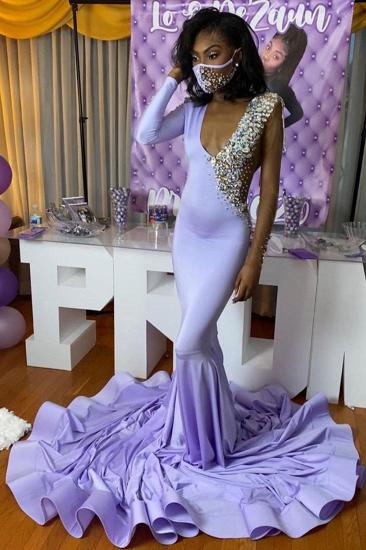 One Shoulder Slim Mermaid Ballkleid Abendkleid mit tiefem V-Ausschnitt und Applikationen