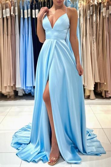 Einfaches langes Abendkleid Billig | Blaues Ballkleid online_6