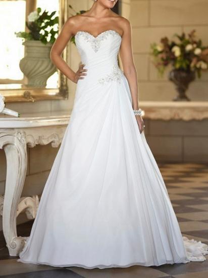 Formal A-Line Wedding Dress Strapless Tulle Strapless Plus Size Bridal Gowns Sweep Train