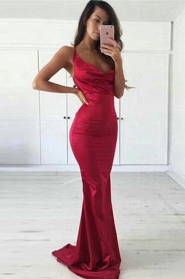 Sexy Red Mermaid Evening Dresses 2022 | Spaghetti Straps Simple Cheap Party Dresses
