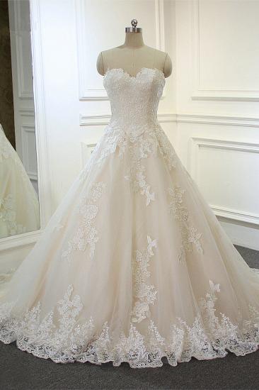 Sweeheart Sleeveless A-line Tulle Lace Appliques Bridal Gowns Floor Length Garden Wedding Dress