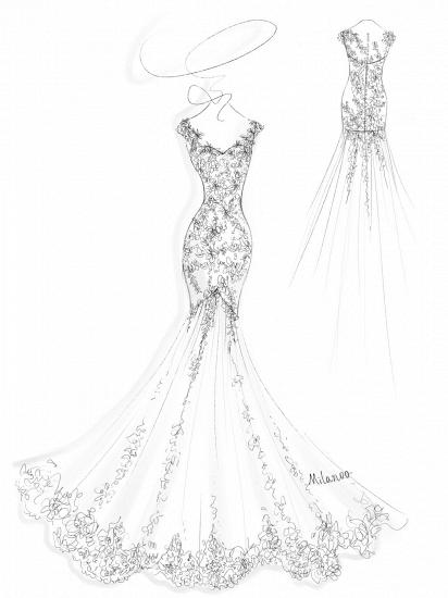 Off The Shoulder Tulle V Neck Lace Mermaid Wedding Dresses_4
