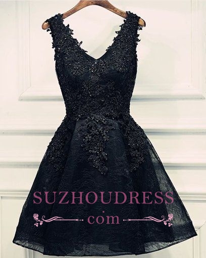 Lace Appliques Homecoming Dress | Sexy Little Black Dresses_1