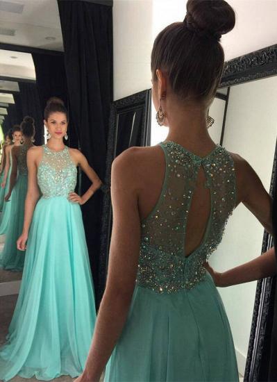 A-Line Crystal Halter 2022 Prom Dress Latest Beading Long Party Dresses_1