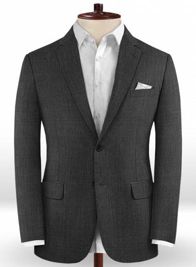 Charcoal black wool notched lapel suit | two-piece suit_2