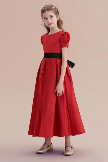 Affordable A-line Satin Flower Girl Dress | Awesome Short Sleeve Little Girls Dress for Wedding_4