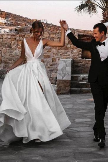 Simple Wedding Dresses Satin | Wedding Dresses V Neck Cheap_4