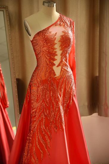Sexy See-through One shoulder Red A-line Prom Dress TsClothzone Design_6