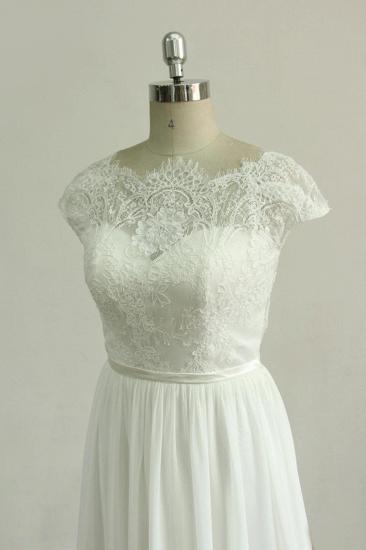 Gorgeous Appliques Chiffon Wedding Dress | White Shortsleeves A-line Bridal Gowns_4