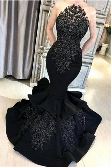 Sexy Black Lace Crystal Prom Dresses 2022 | Elegant Sleeveless Mermaid Evening Dresses