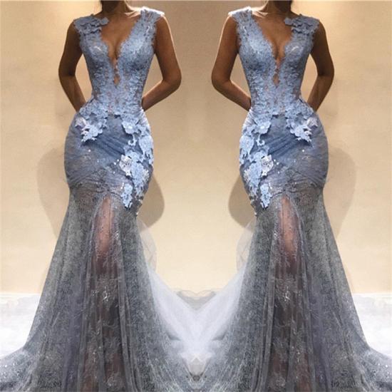 Lace Appliques Sheer Mermaid Lace Prom Dress Cheap | Sleeveless Sexy Long Evening Dress_3