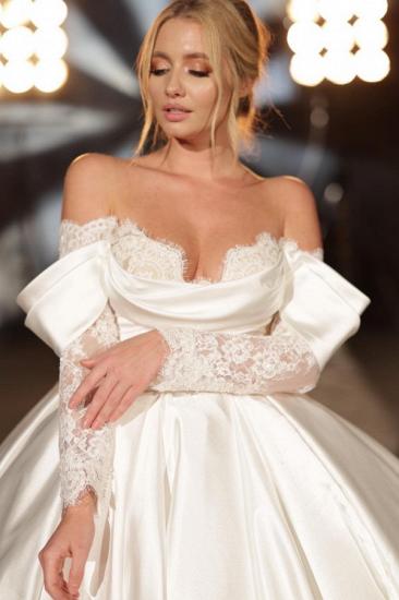 Einfache Brautkleider Prinzessin Satin | Brautkleider aus Spitze mit Ärmeln_2