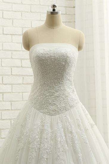 TsClothzone Gorgeous Bateau White Tulle Wedding Dresses A line Ruffles Lace Bridal Gowns With Appliques Online_5