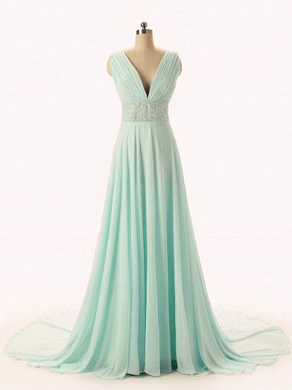 V-Neck Chiffon Sexy Party Dress Crystal Popular 2022 Evening Long Dresses
