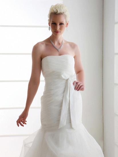 Mermaid Wedding Dress Strapless Organza Satin Sleeveless Bridal Gowns Court Train_3