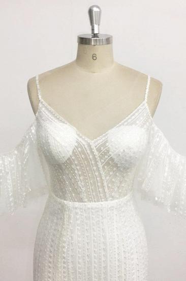TsClothzone Stylish Sleeveless V-Neck Ivory Wedding Dresses Spaghetti Straps Pearls Bridal Gowns On Sale_5