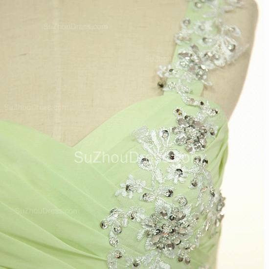 One Shoulder Lace Chiffon Long Prom Dress Popular Sweep Train Plus Size Dresses for Women_4