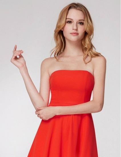 Orange Short  Asymmetrical Hem Chiffon Bridesmaid Dress_4