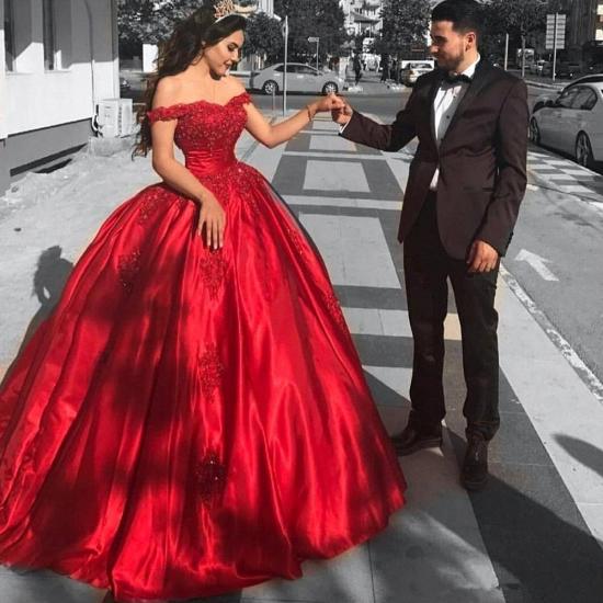 Red Off The Shoulder Ball Gown Prom Dresses | Amazing Plus Size Sexy Evening Gown_2