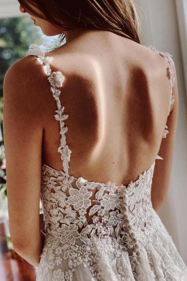 Elegantes, weißes Tüll-Spitzen-Hochzeitskleid, ärmelloses, einfaches Brautkleid_4
