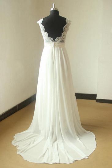 Glamorous White Straps Appliques Wedding Dress | Sleeveless V-neck Chiffon Bridal Gowns_3