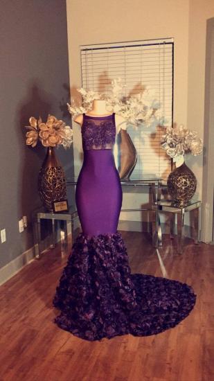 dresses Prom Sleeveless Purple Mermaid Long Lace-Applique with Flower-Train 2022_2